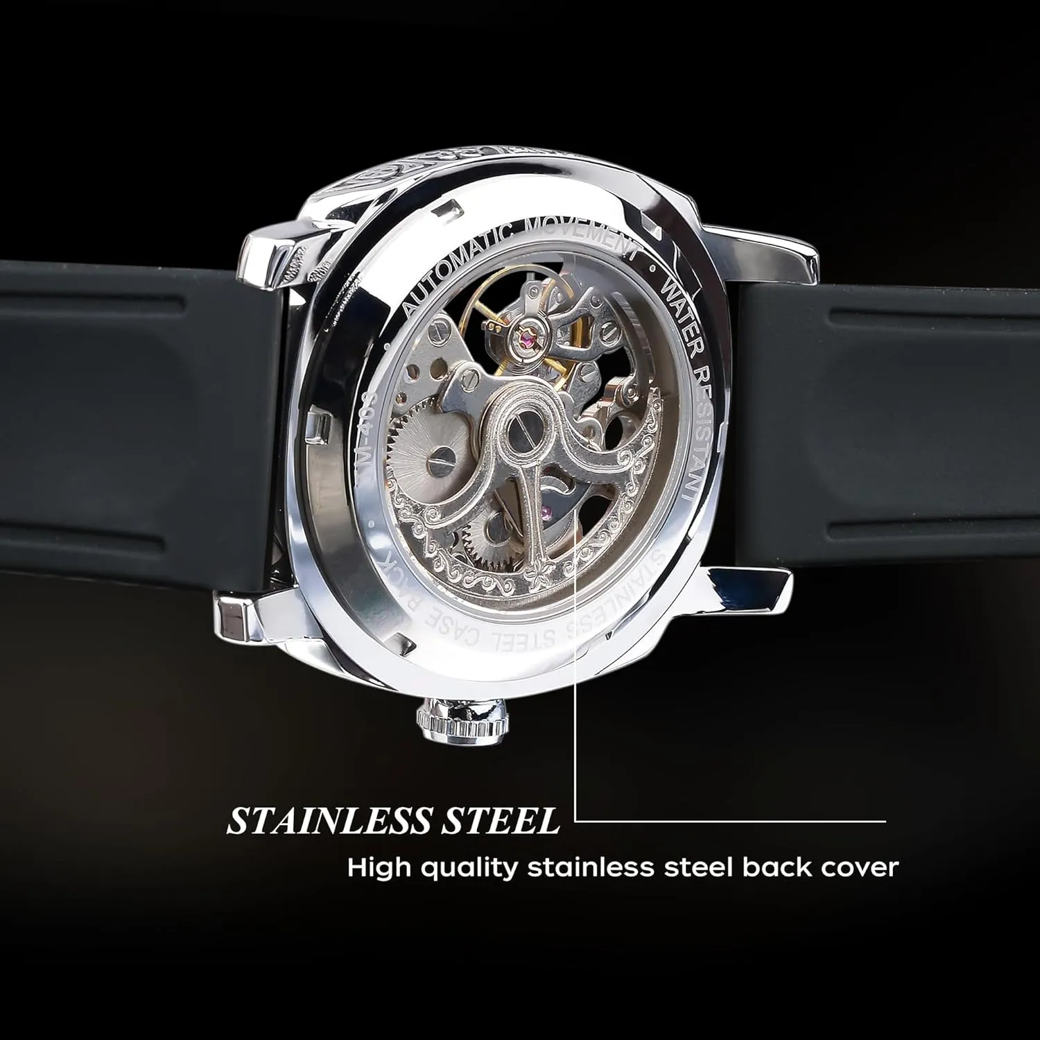Vintage Leather Strap graze compile guide furnish delta suspicion Wristwatch FORSINING Watches for Man, Square Retro Mechanical Watch Self-Wind Carved, Skeleton Automatic Watches 