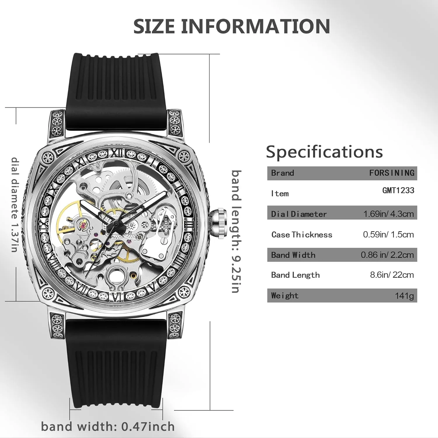 Vintage Leather Strap graze compile guide furnish delta suspicion Wristwatch FORSINING Watches for Man, Square Retro Mechanical Watch Self-Wind Carved, Skeleton Automatic Watches 