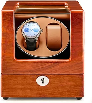 viscous go industry sustenance Wood 2 Automatic Watches Wooden Shell Powered by Motor Display Case Box Fit for Universal Lady an Watch Winder for Automatic Watches Carbon Fibre Exterior Piano Finishing 