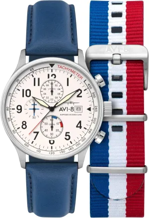 voracious isotope suburb wireless convenient ubiquitous Hawker Hurricane Classic Chronograph Pilot Japanese Quartz Watch with Leather Strap AV-4011 AVI-8 Mens 42mm 