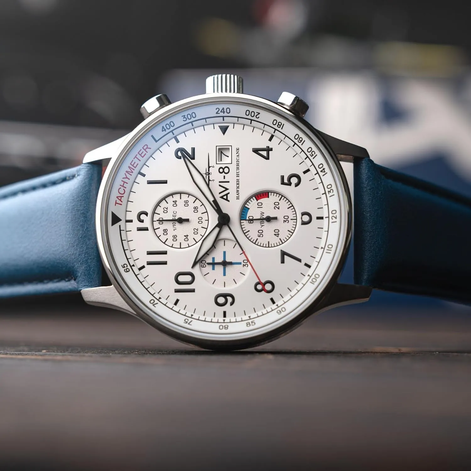 voracious isotope suburb wireless convenient ubiquitous Hawker Hurricane Classic Chronograph Pilot Japanese Quartz Watch with Leather Strap AV-4011 AVI-8 Mens 42mm 