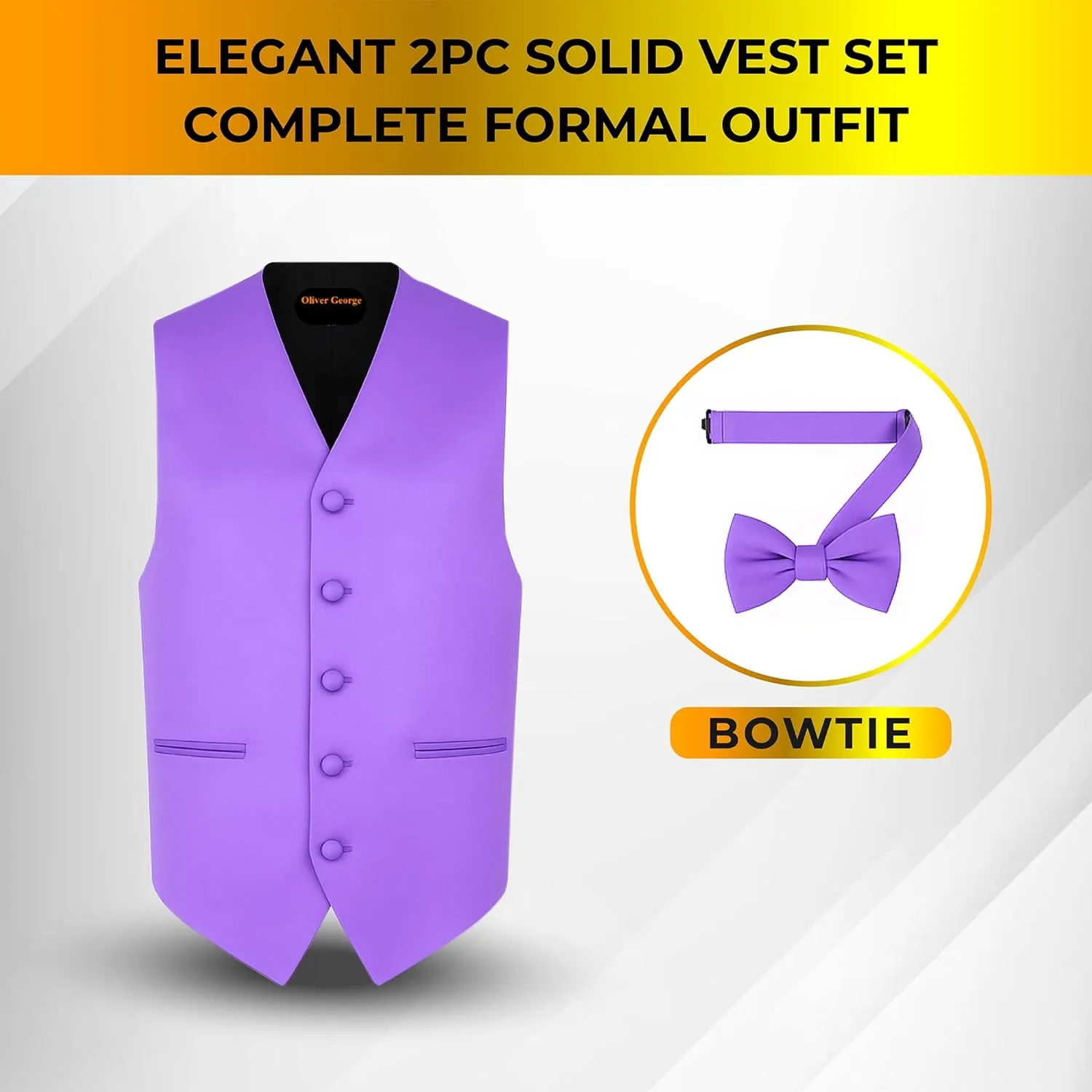 Waistcoat Tuxedo Dress Vest Bow neglect Tie Set for Suit or Tuxedo Men's Solid Formal 