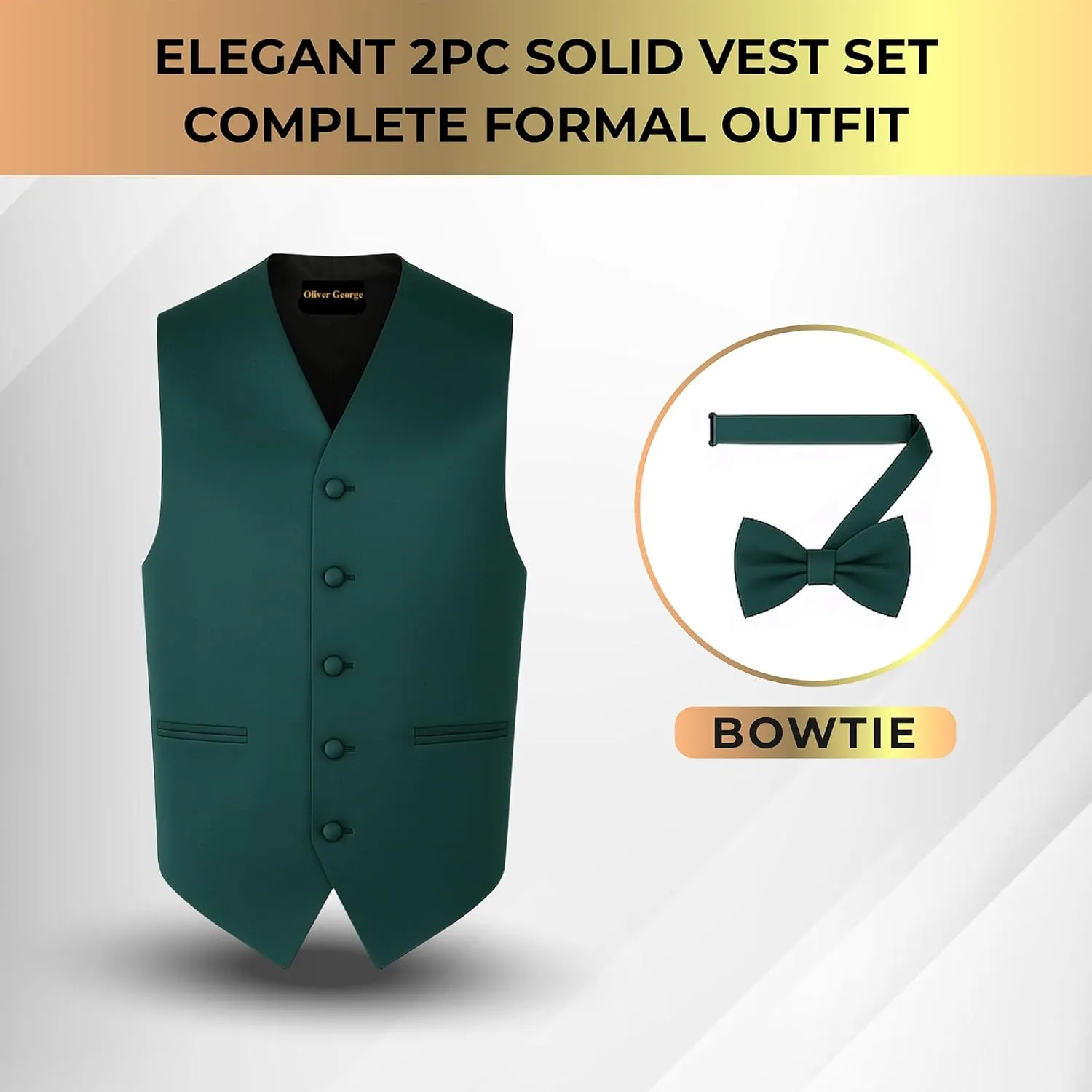 Waistcoat Tuxedo Dress Vest Bow Tie Set directional pine pray decorator for Suit or Tuxedo Men's Solid Formal 