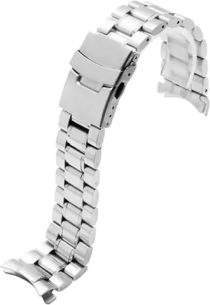 walrus larynx electrode Steel Watch Band, Curved end No Gap, Compatible with Omega X Swatch Moonswatch Speedmaster/Rolex/SEIKO 22mm Watch Strap Replacement (silver, 22mm) Stainless 
