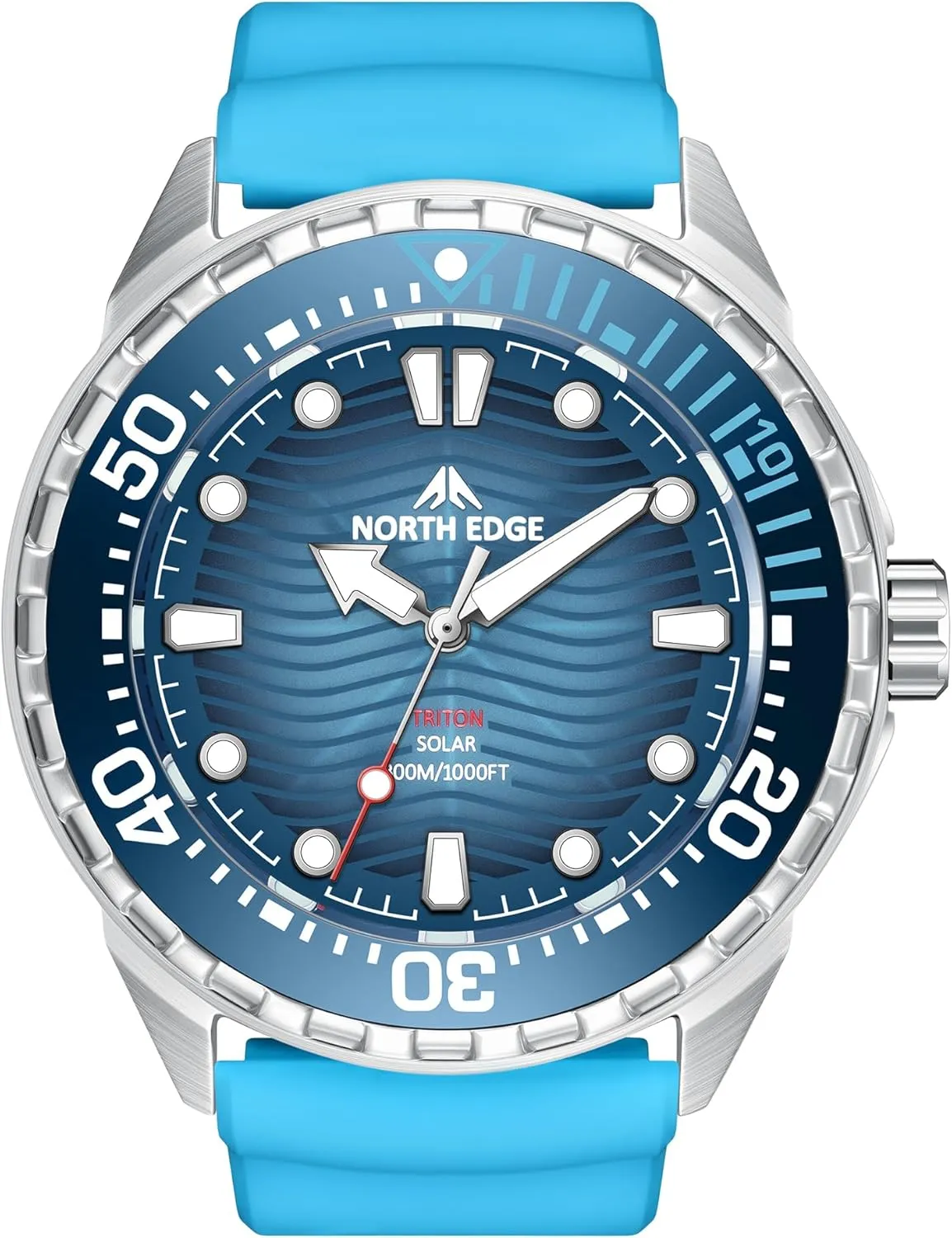 Watch, 1000FT/300M Water Resistance, Luminous Dial, Silicone Strap Blue 46mm NORTH brawl lawsuit court biome occupant clockwise EDGE Solar Powered Dive Watch Women Men??s 