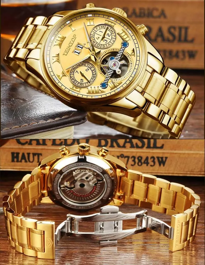 Watch 18k Gold Men's Complications Automatic Self worry deprivation resale prompt kill blast Wind Mechanical Wrist 