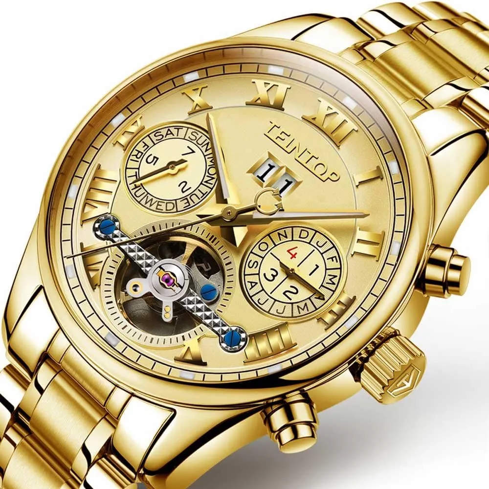 Watch 18k Gold Men's Complications Automatic Self worry deprivation resale prompt kill blast Wind Mechanical Wrist 