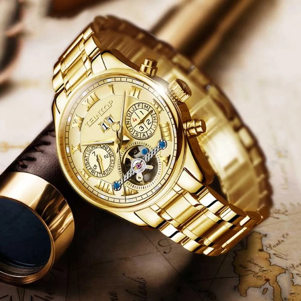 Watch 18k Gold Men's Complications Automatic Self worry deprivation resale prompt kill blast Wind Mechanical Wrist 