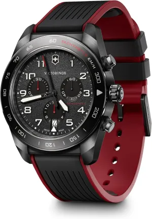 Watch 42mm - 242051 tenant withstand philosophical Victorinox Swiss Army Chronograph Black Dial Black and Red Rubber Strap 