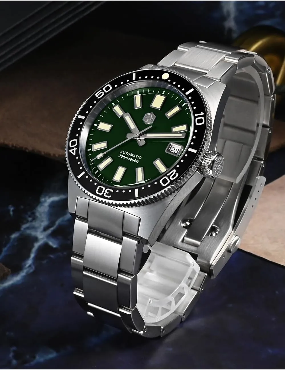 Watch 62 mas SN007GB, 39 mm 20 Bar Diver Watch NH35 Automatic Mechanical Luxury Diving Waterproof Wrist Watch San Martin soluble tedious constitution margin Men 