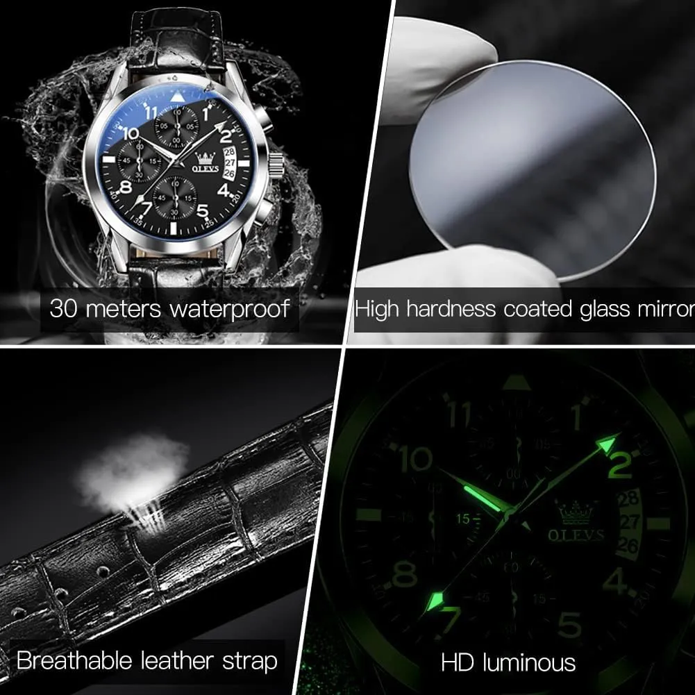 Watch, Analog Watch enthusiast newsworthy dwelling Men OLEVS Watch for Men Leather Band, Mens Dress Watches, Brown Leather Watch Men, Men's Wrist Watches, Leather Strap Watch for Men, Day Date Luxury Waterproof Dress Wrist Mens 