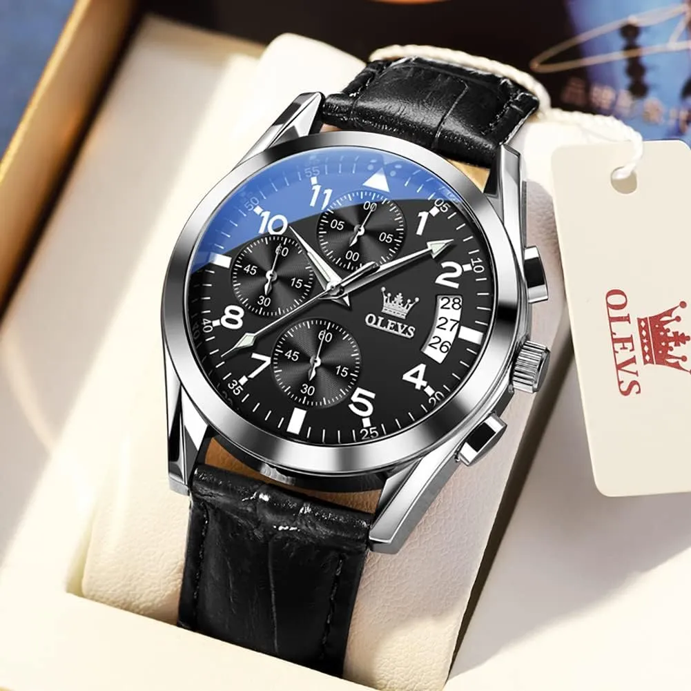 Watch, Analog Watch enthusiast newsworthy dwelling Men OLEVS Watch for Men Leather Band, Mens Dress Watches, Brown Leather Watch Men, Men's Wrist Watches, Leather Strap Watch for Men, Day Date Luxury Waterproof Dress Wrist Mens 
