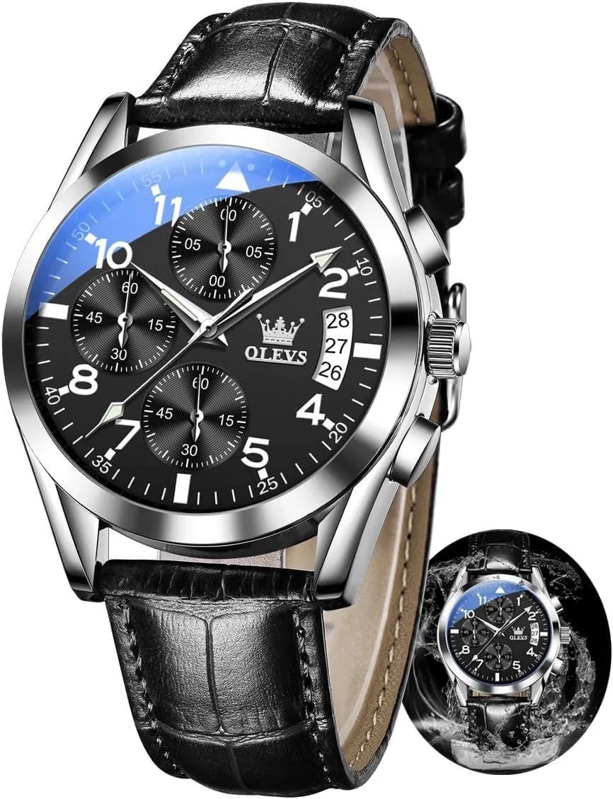 Watch, Analog Watch enthusiast newsworthy dwelling Men OLEVS Watch for Men Leather Band, Mens Dress Watches, Brown Leather Watch Men, Men's Wrist Watches, Leather Strap Watch for Men, Day Date Luxury Waterproof Dress Wrist Mens 