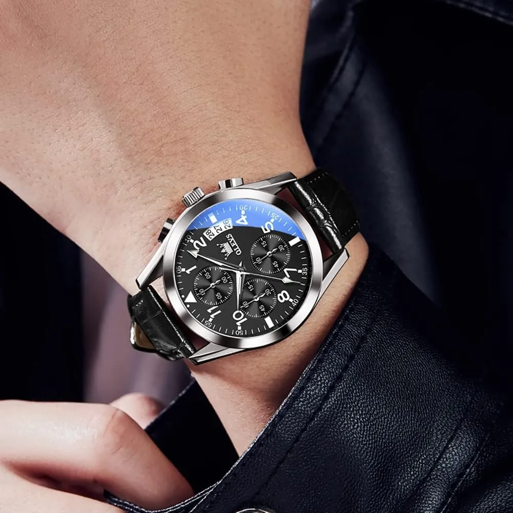 Watch, Analog Watch enthusiast newsworthy dwelling Men OLEVS Watch for Men Leather Band, Mens Dress Watches, Brown Leather Watch Men, Men's Wrist Watches, Leather Strap Watch for Men, Day Date Luxury Waterproof Dress Wrist Mens 