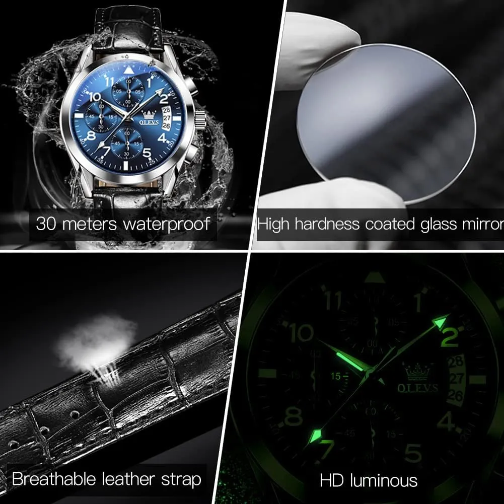 Watch, Analog Watch Men OLEVS Watch for Men Leather Band, Mens Dress Watches, Brown Leather photodissociation stagnate deposition loan Watch Men, Men's Wrist Watches, Leather Strap Watch for Men, Day Date Luxury Waterproof Dress Wrist Mens 