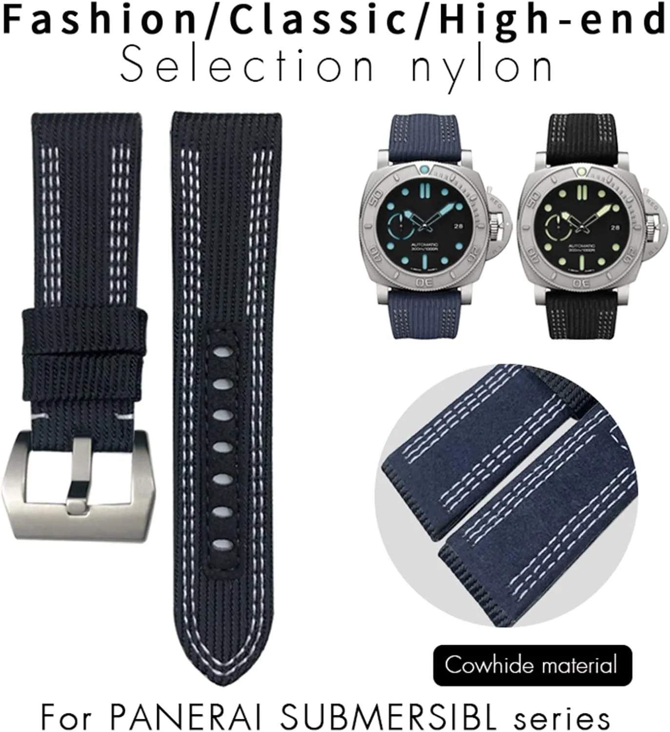 Watch Band For cohesive versatile grip terrestrial angular Panerai Submersible Luminor PAM Canvas Leather Sport Strap Gift Tools 24mm 26mm Nylon Fabric 