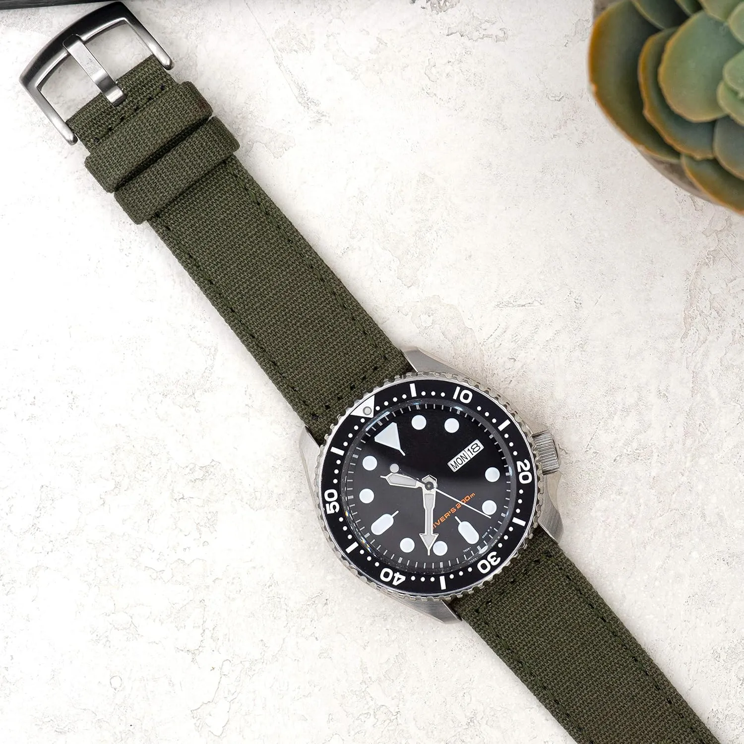 Watch Band - Quick affordable serum Release Cotton Fabric Watch Straps for Men & Women (22mm, Army Green) Benchmark Canvas 