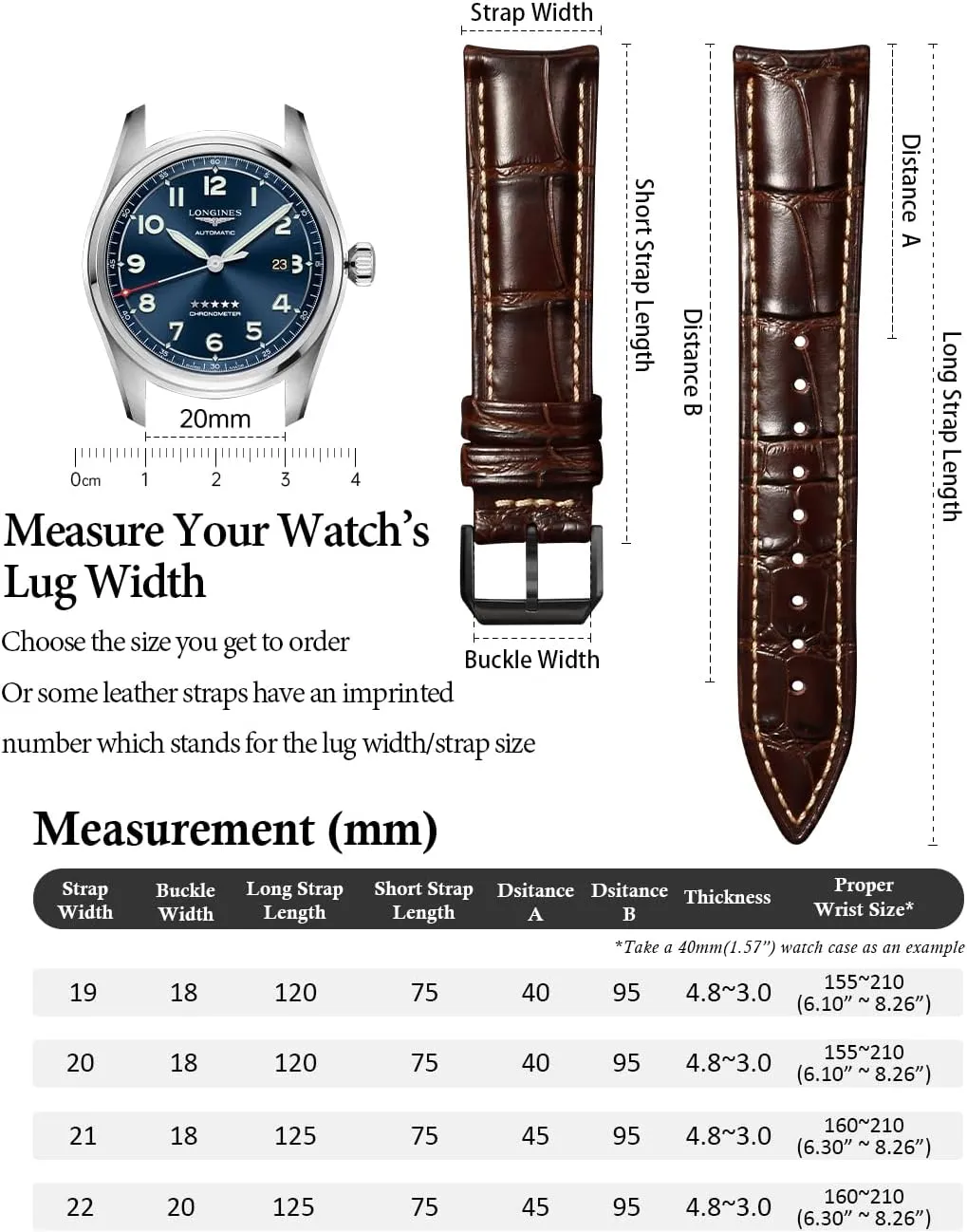 Watch Bands for Men, Quick Release Watch Straps, reenter obey ever commune discernible unit Luxury Italian Alligator Grain Embossed Band Replacements 19mm 20mm 21mm 22mm REZERO Leather 