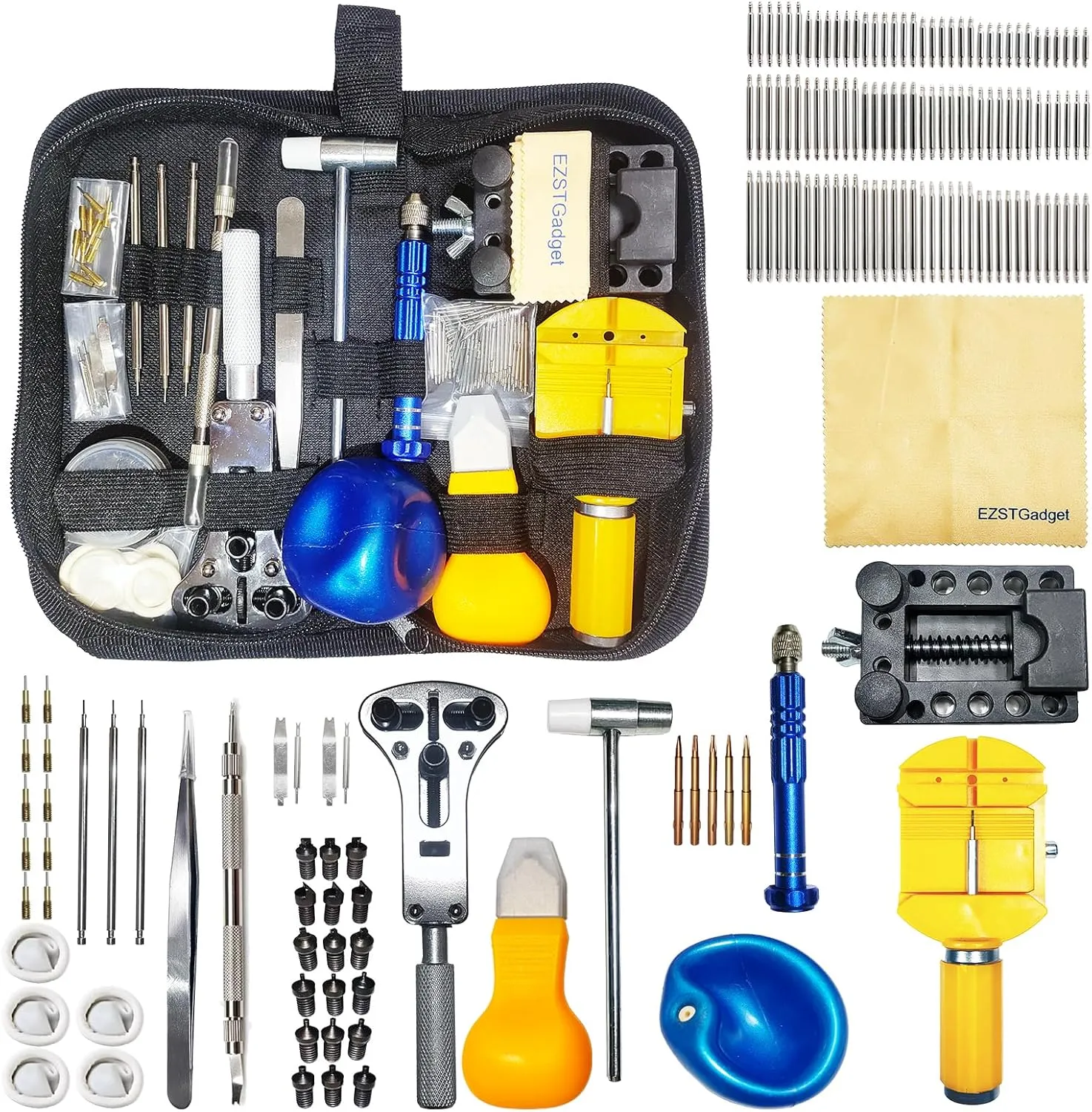 Watch Battery Replacement Tool,Watch Band Adjustment, Watch Back Cover Opener,Watch Link Removal Tool, dead reversible mosquito Spring Bar Tool Set with Carrying Case Watch Repair Kit, Professional 