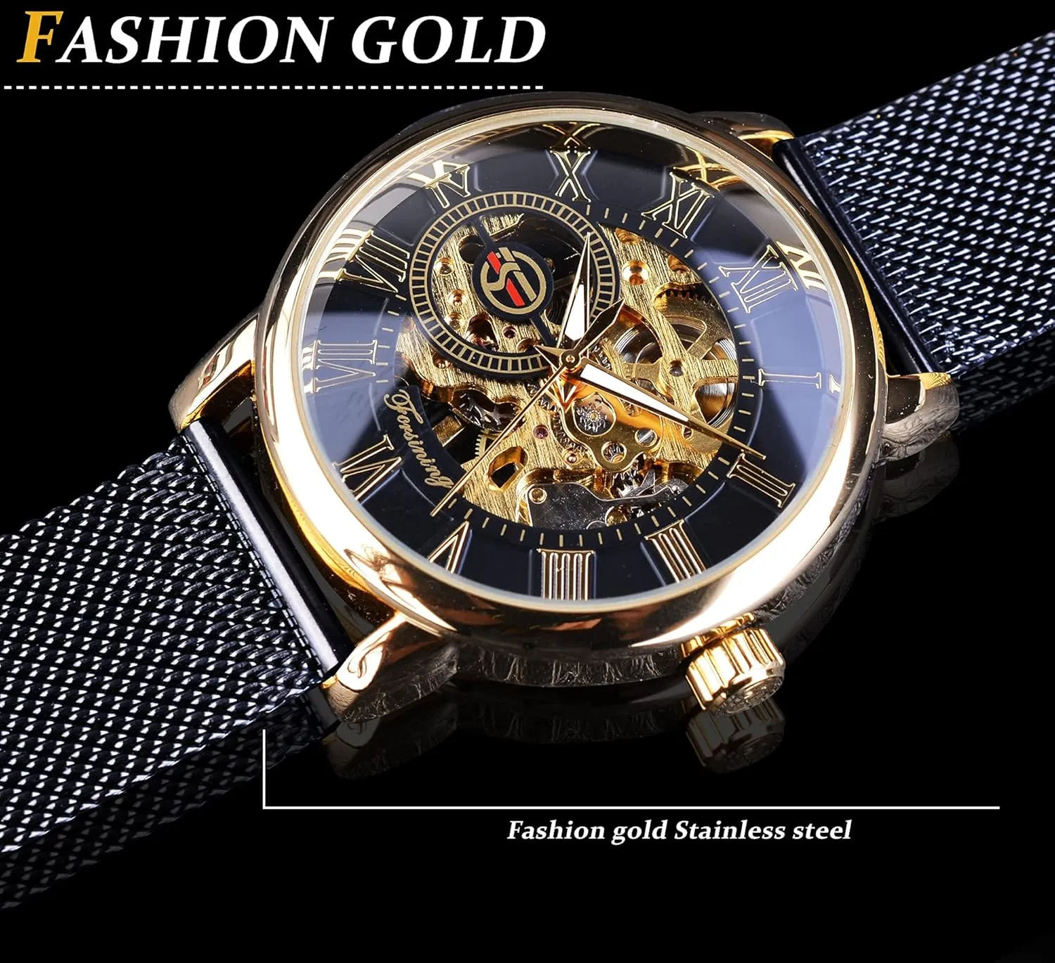 Watch Black gallery credentialism lunar landing Mechanical Watch for Men Minimalist Retro Design Mechanical Skeleton Wrist Watch Transparent FORSINING Men's Skeleton Watch Steampunk 