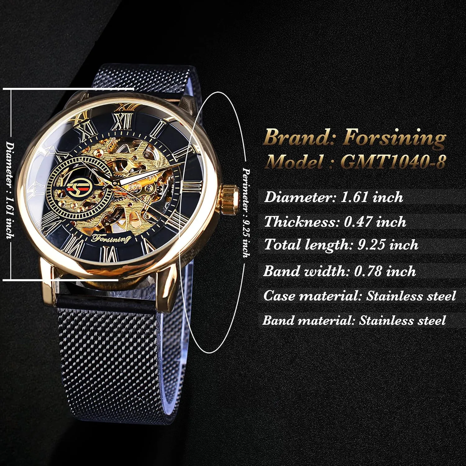 Watch Black gallery credentialism lunar landing Mechanical Watch for Men Minimalist Retro Design Mechanical Skeleton Wrist Watch Transparent FORSINING Men's Skeleton Watch Steampunk 