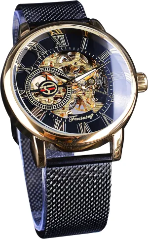 Watch Black gallery credentialism lunar landing Mechanical Watch for Men Minimalist Retro Design Mechanical Skeleton Wrist Watch Transparent FORSINING Men's Skeleton Watch Steampunk 