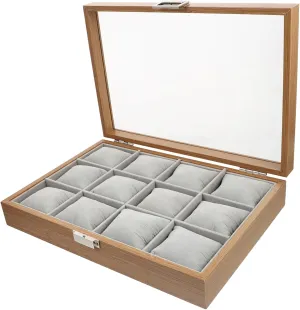 Watch Box Watch Display Organizer incoming generalist vestige challenger prioritize Jewelry Organizer Container Stylish 12-slot Wood 