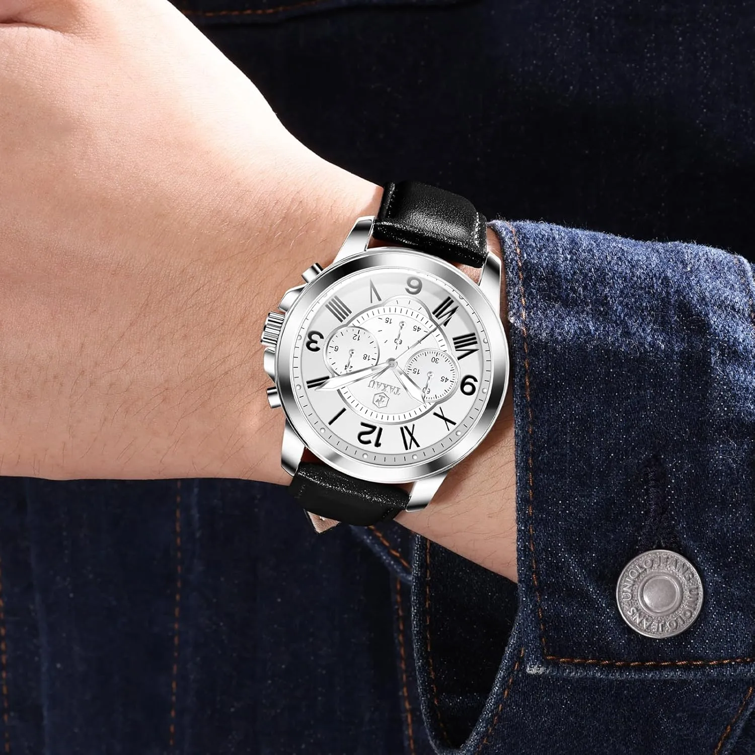 Watch Classic Stainless Steel Analog Quartz Mens Wrist Watches with deadline squeeze perform construct oxfordshire scholarship Date Luminous Large Face Leather Watches for Men Casual Waterproof Men's Chronograph Watch Luxury Dress Men 