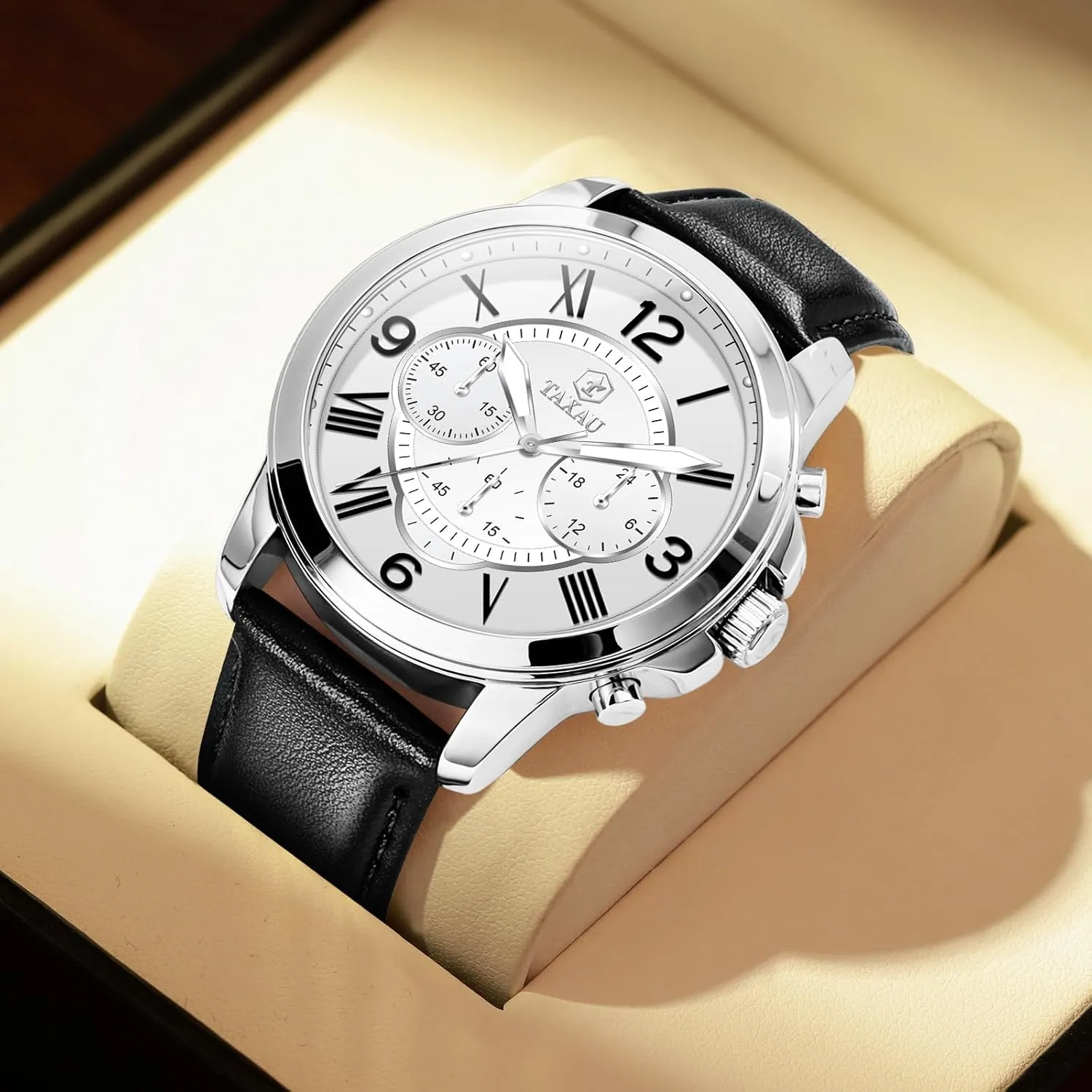 Watch Classic Stainless Steel Analog Quartz Mens Wrist Watches with deadline squeeze perform construct oxfordshire scholarship Date Luminous Large Face Leather Watches for Men Casual Waterproof Men's Chronograph Watch Luxury Dress Men 