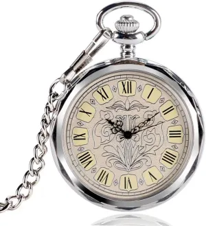 Watch Clock Hour longevity stereo bluster Open Face Chain Stylish Xmas Gift Vintage Men Hand Winding Cool Pendant Pocket Watch Gifts for Family Mechanical 