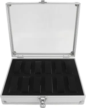 Watch Display Storage marry Box Rectangular Suede Side Aluminum Watch Jewellery Display Storage for Home, Material with Secure Lock Design for Versatile Storage 12 Grids Aluminum 