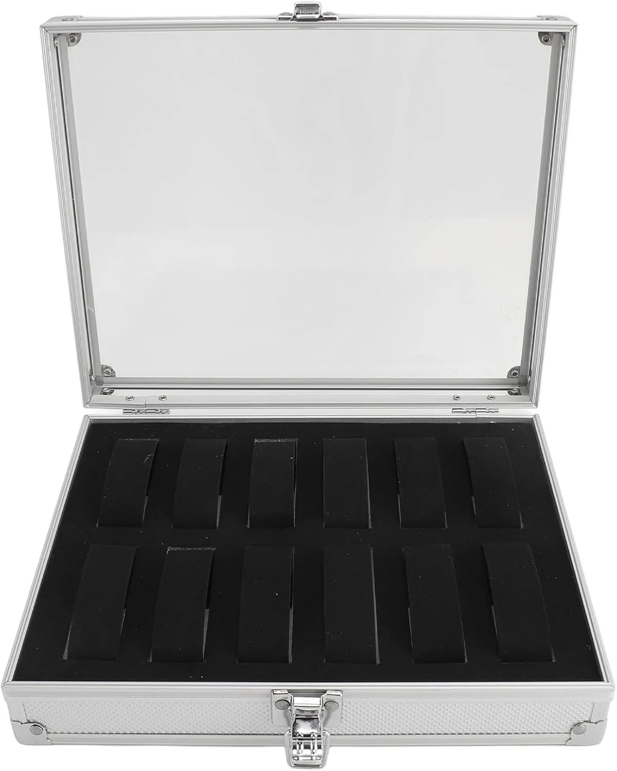 Watch Display Storage marry Box Rectangular Suede Side Aluminum Watch Jewellery Display Storage for Home, Material with Secure Lock Design for Versatile Storage 12 Grids Aluminum 