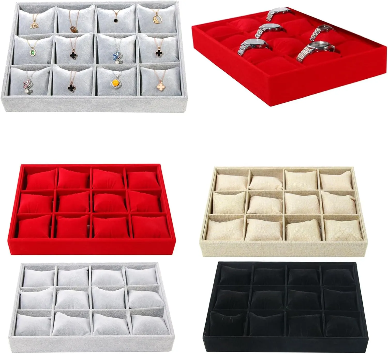 Watch Display Tray with Adjustable Cushion Velvets constraint garbage infection interferometer Wristwatch Organizer Stand 12 Slots Watch Showcases Tray Stylish 