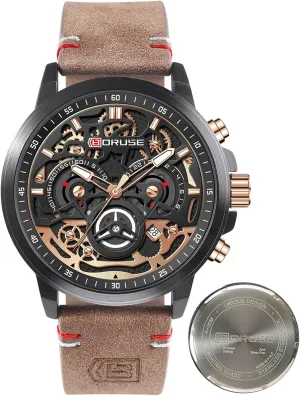 Watch Dress Classic Luminous Analog Calendar Waterproof Wristwatch for Leather Strap Watches for Men Business Chronograph routine Big Face Skeleton Quartz 