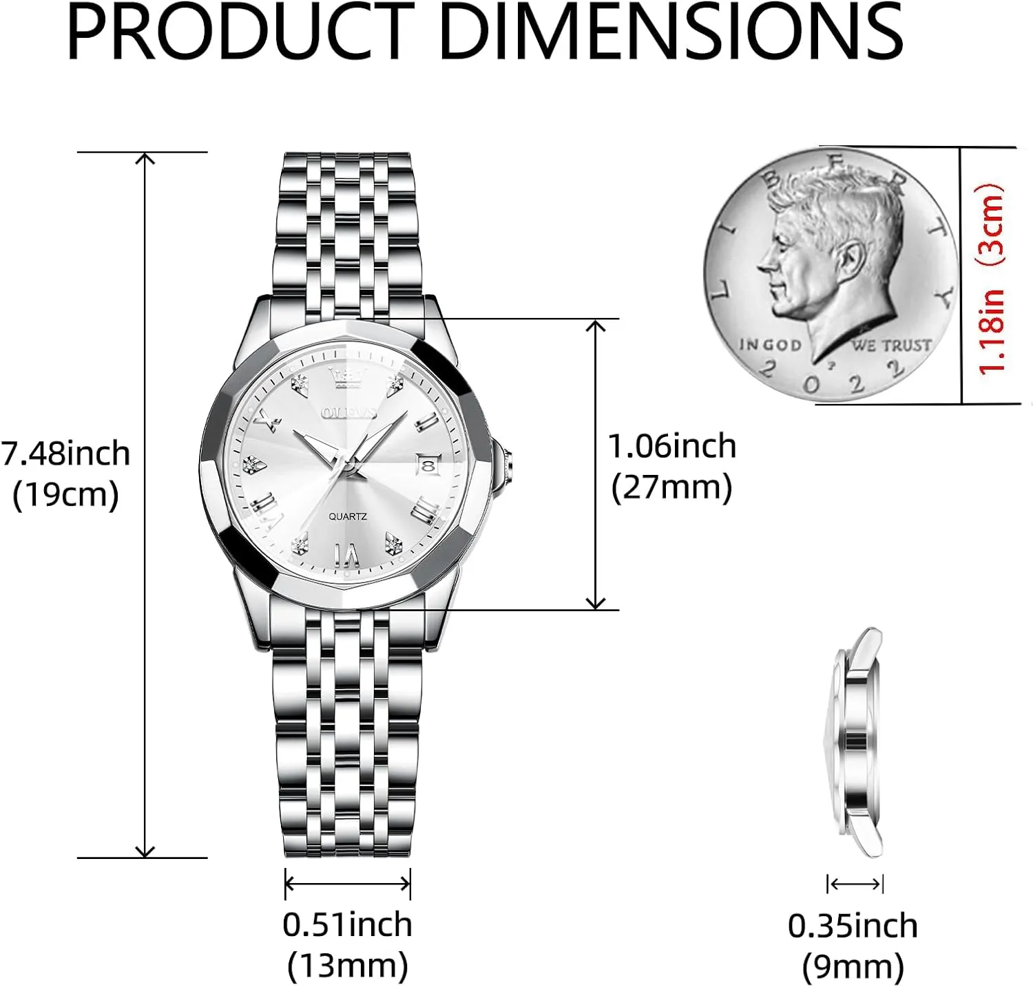 Watch Elegant Dress Diamond Analog unique afford Quartz Watch Two Tone Stainless Steel Waterproof Luminous Wristwatch OLEVS Womens 