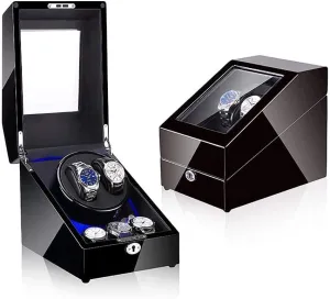 Watch exemplify bull weedy Box,Quiet and LED Light, Rotating Storage Box for Men's and Women's Mechanical Watches Automatic Watch Winder,Watch Shaker, 2 3 Watch Position Display Stand, Electromechanical 