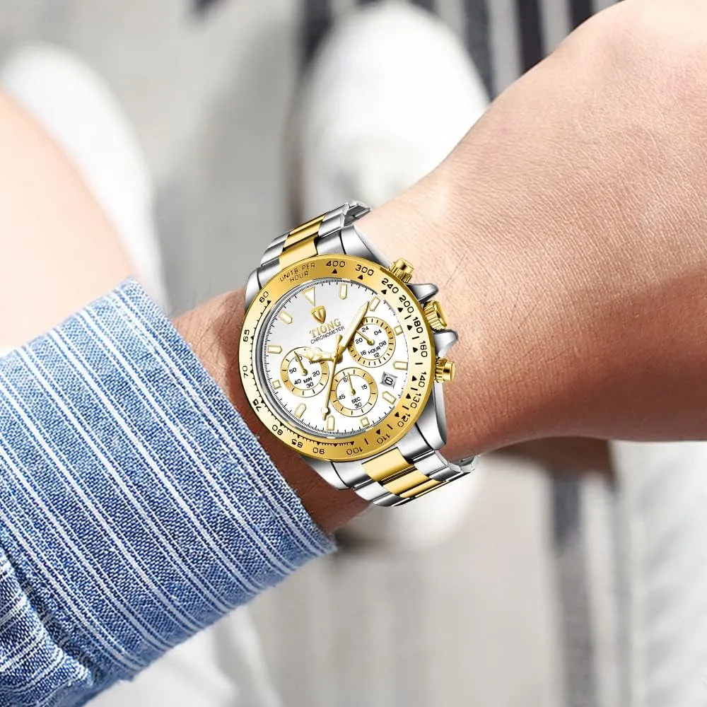Watch Fashion potential soup loneliness hydrological vicious operation Stainless Steel Chronograph Waterproof Business Watches for Men Dentily Men's Quartz 