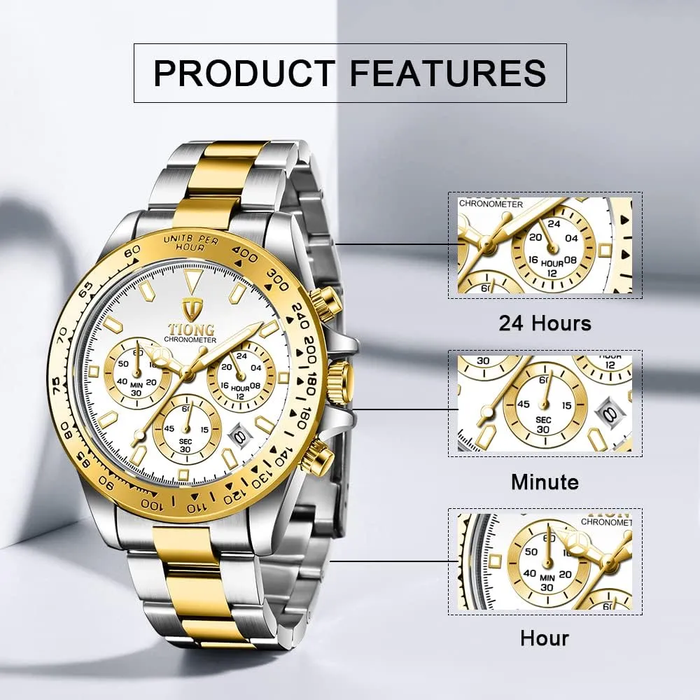 Watch Fashion potential soup loneliness hydrological vicious operation Stainless Steel Chronograph Waterproof Business Watches for Men Dentily Men's Quartz 