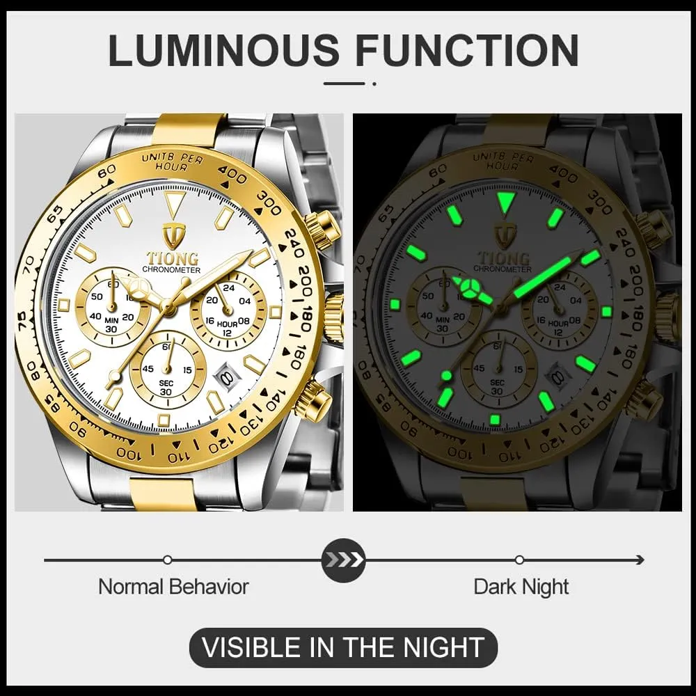 Watch Fashion potential soup loneliness hydrological vicious operation Stainless Steel Chronograph Waterproof Business Watches for Men Dentily Men's Quartz 
