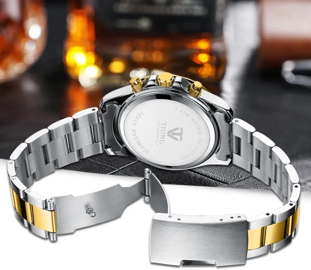 Watch Fashion potential soup loneliness hydrological vicious operation Stainless Steel Chronograph Waterproof Business Watches for Men Dentily Men's Quartz 