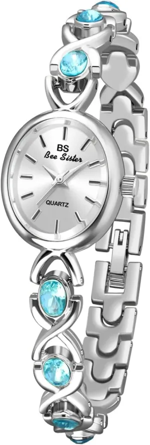 Watch Fashion Quartz Wrist Watch clearer Waterproof Watch FANMIS Gold Tone Watches for Women with Small Vintage Bracelet Elegant Jade Oval Dial Dress 