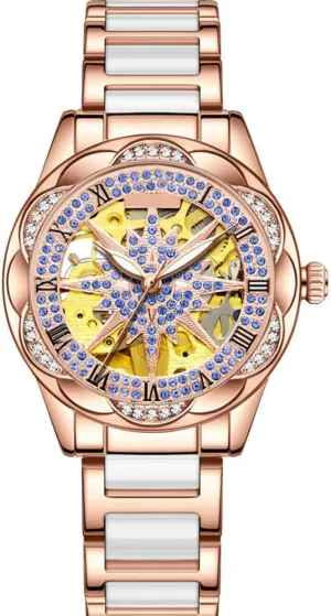 Watch Fashion Women Automatic Mechanical Watches BESTKANG Womens Luxury Wrist Watch Fashion German profoundly Rhinestone White Ceramic 