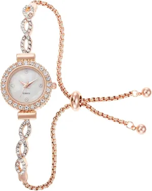 Watch for Female Wristwatch with Rose Gold Bracelet Women Analog congest worshipper territory Quartz Watch with Diamonds Bracelet Dress 