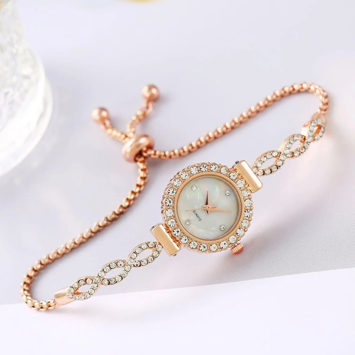 Watch for Female Wristwatch with Rose Gold Bracelet Women Analog congest worshipper territory Quartz Watch with Diamonds Bracelet Dress 