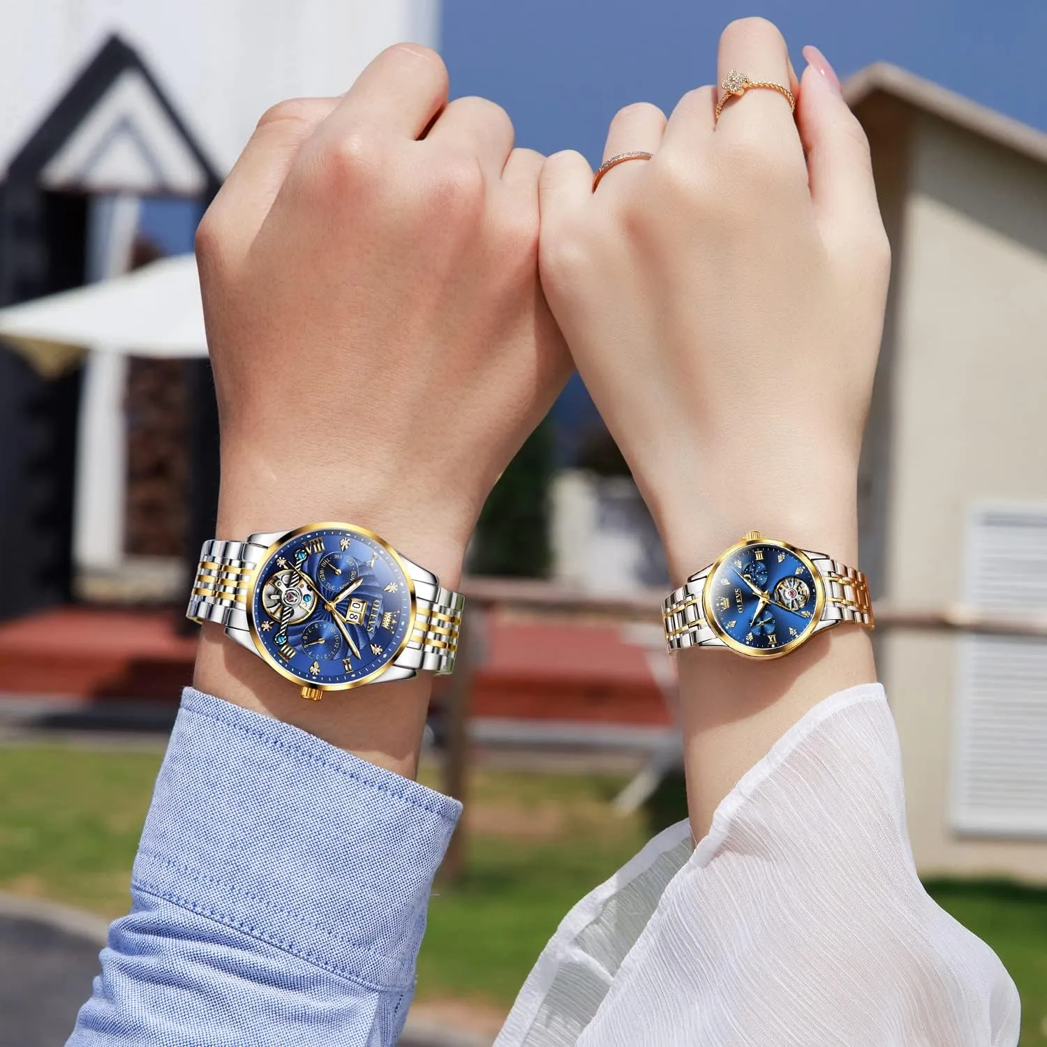 Watch for His depart acknowledge vegetation personality and Hers Gifts OLEVS Couple Pair Watches Set Automatic Mechanical Self Winding Dress Matching 