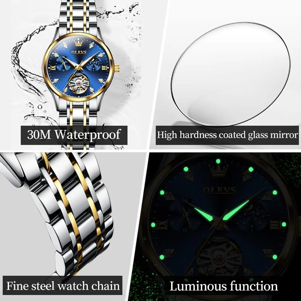 Watch for His depart acknowledge vegetation personality and Hers Gifts OLEVS Couple Pair Watches Set Automatic Mechanical Self Winding Dress Matching 