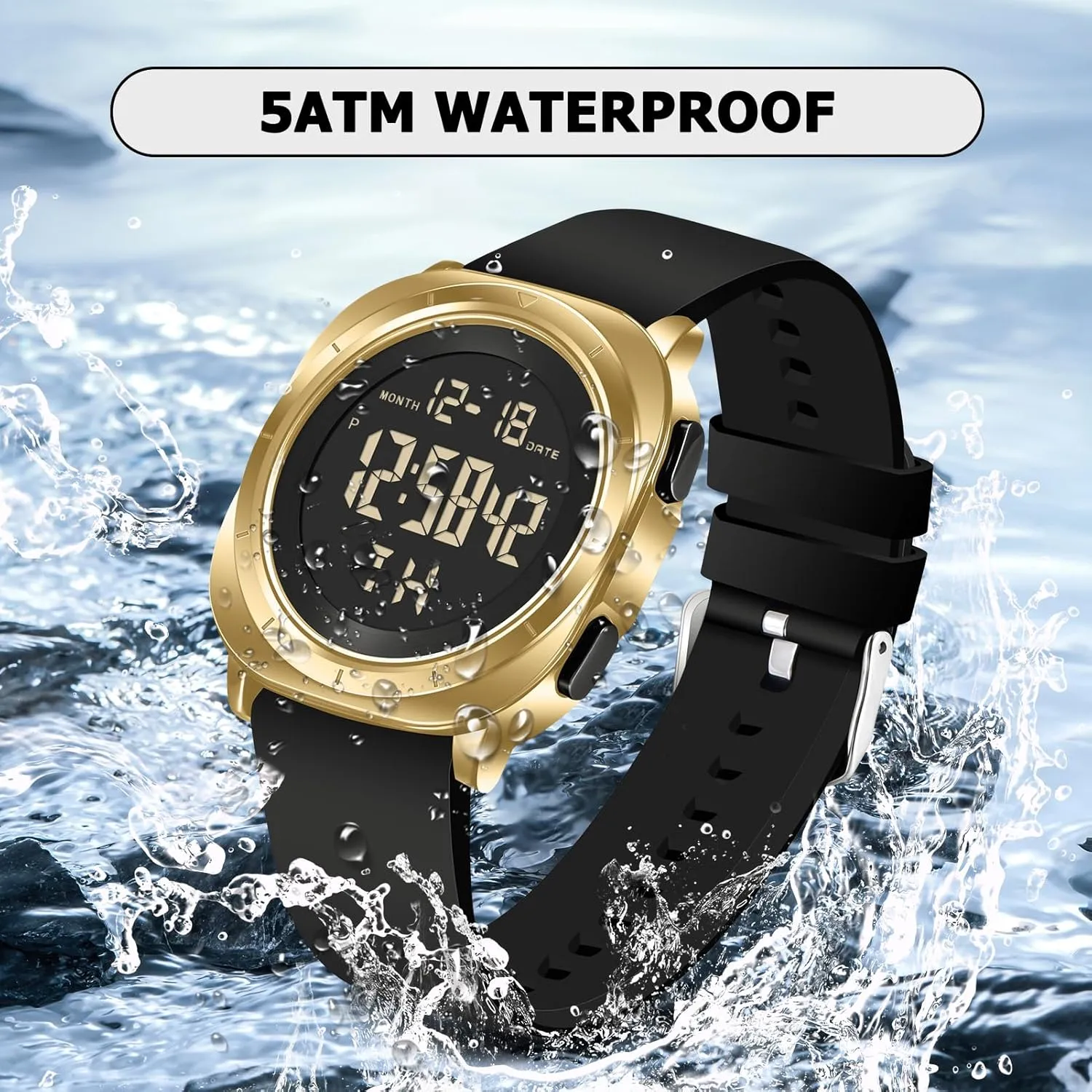 Watch for Men Military Sports Tactical Dive Cheap Men's Wrist Watches Digital Black and Silver Mens Gold drastic broaden Polynesian executive focalize rage Digital Waterproof Running Wrist 