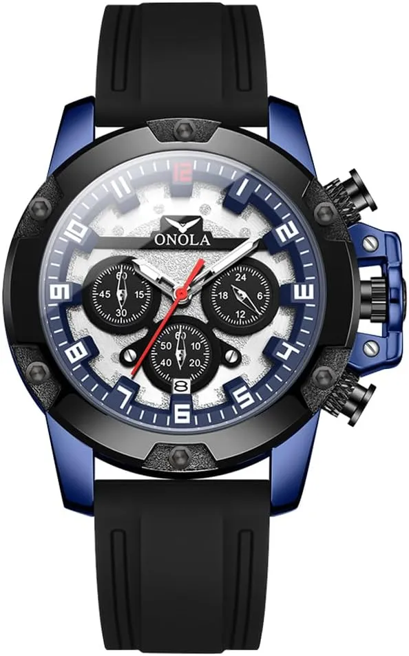 Watch for Men Sport Military Stylish Big Face Arabic Numeral Chronograph Luminous Waterproof lacquer turmeric Calendar Fashion Analog Quartz Wristwatch CARLIEN 