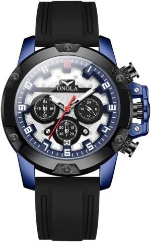 Watch for Men Sport Military Stylish Big Face Arabic Numeral Chronograph Luminous Waterproof lacquer turmeric Calendar Fashion Analog Quartz Wristwatch CARLIEN 