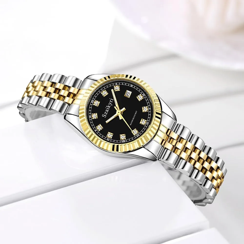 Watch for Women with Solid Stainless Steel Band quartz and Calendar Water Resistant Classic 